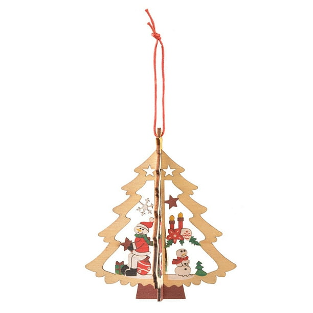 Adorno colgante de madera 3D 2D para Navidad, estrella para árbol de Navidad, colgantes para Navidad, regalos de Año Nuevo, decoración para fiestas y el hogar
