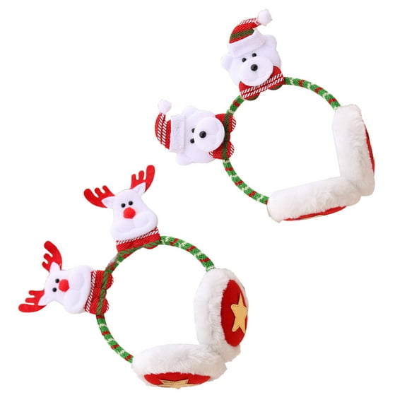 ELAYARD 2Pcs Bear Earmuffs Hairband Style PVC Christmas Headdress for Kids Adults
