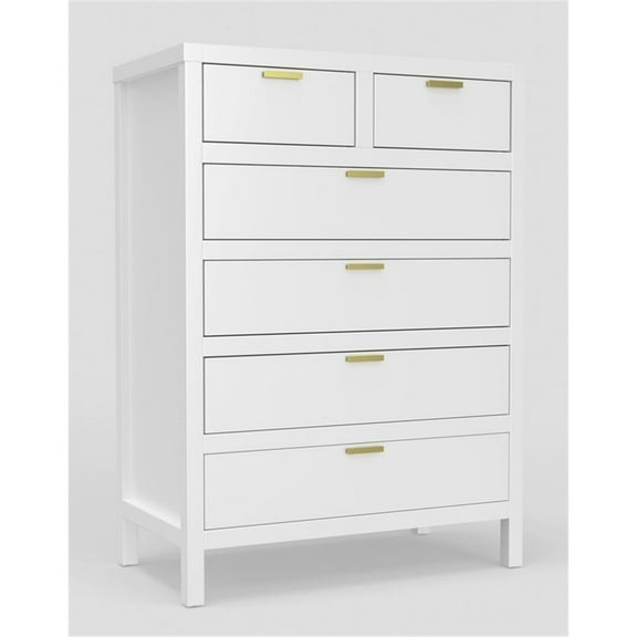 Pemberly Row Modern 6-Drawer Contemporary Wood Chest in White