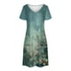 thumbnail image 5 of Vestido Corto de Verano Moda Gradiente Corto de Manga en V Cuello Vestido Casual, Poliéster Ligero de Verano, Lavado de Manos, 5 of 9