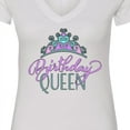thumbnail image 4 of Inktastic Birthday Queen with Pink and Purple Tiara Women's V-Neck T-Shirt, 4 of 5
