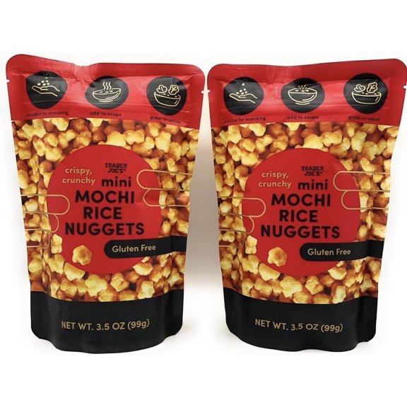 Mini Mochi Rice Nuggets ~ crispy crunchy, gluten ~ 3.5 oz bag (Pack of 2)