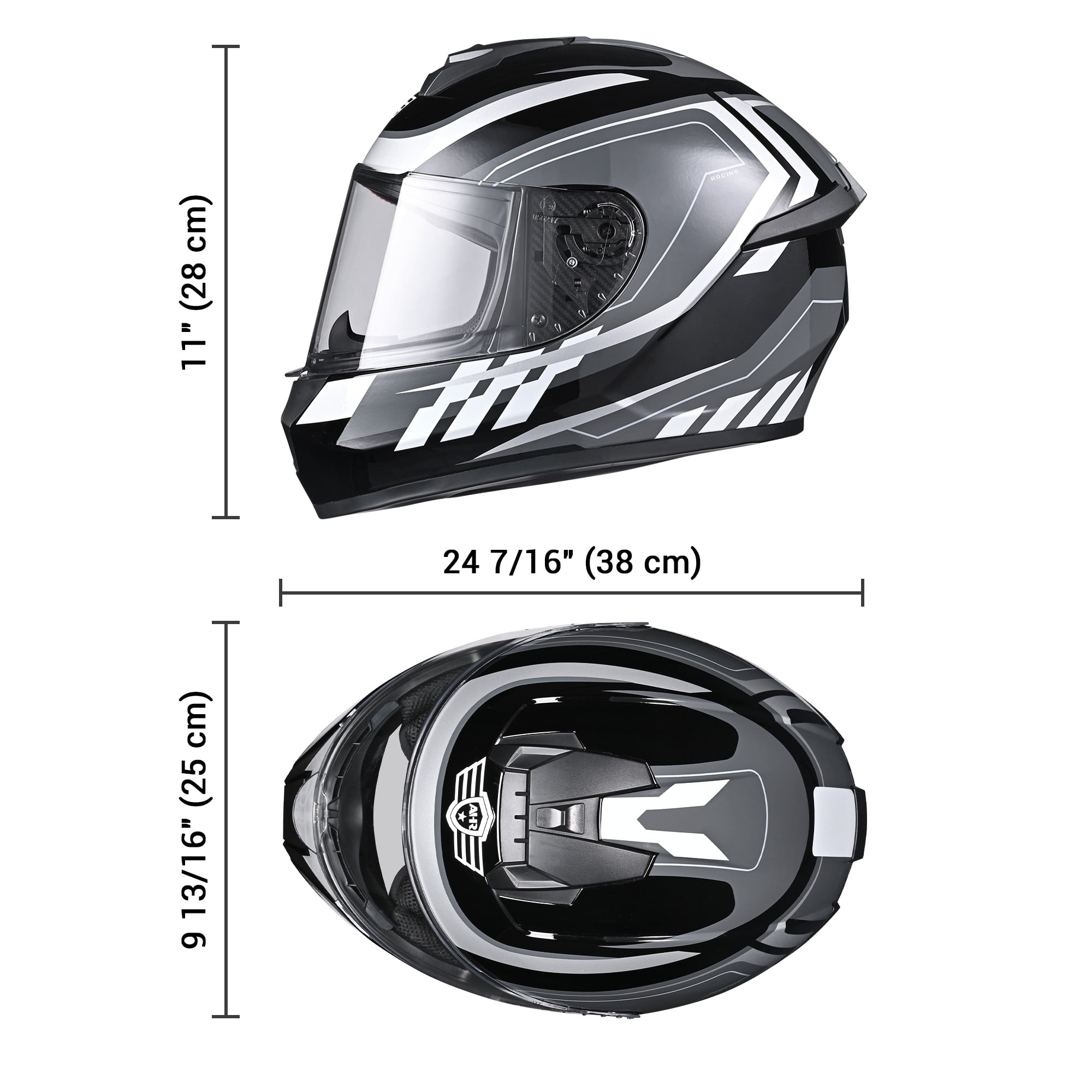 AHR RUN-F3 Full Face Motorcycle Helmet DOT Approve Lightweight Street Bike Touring Racing XL