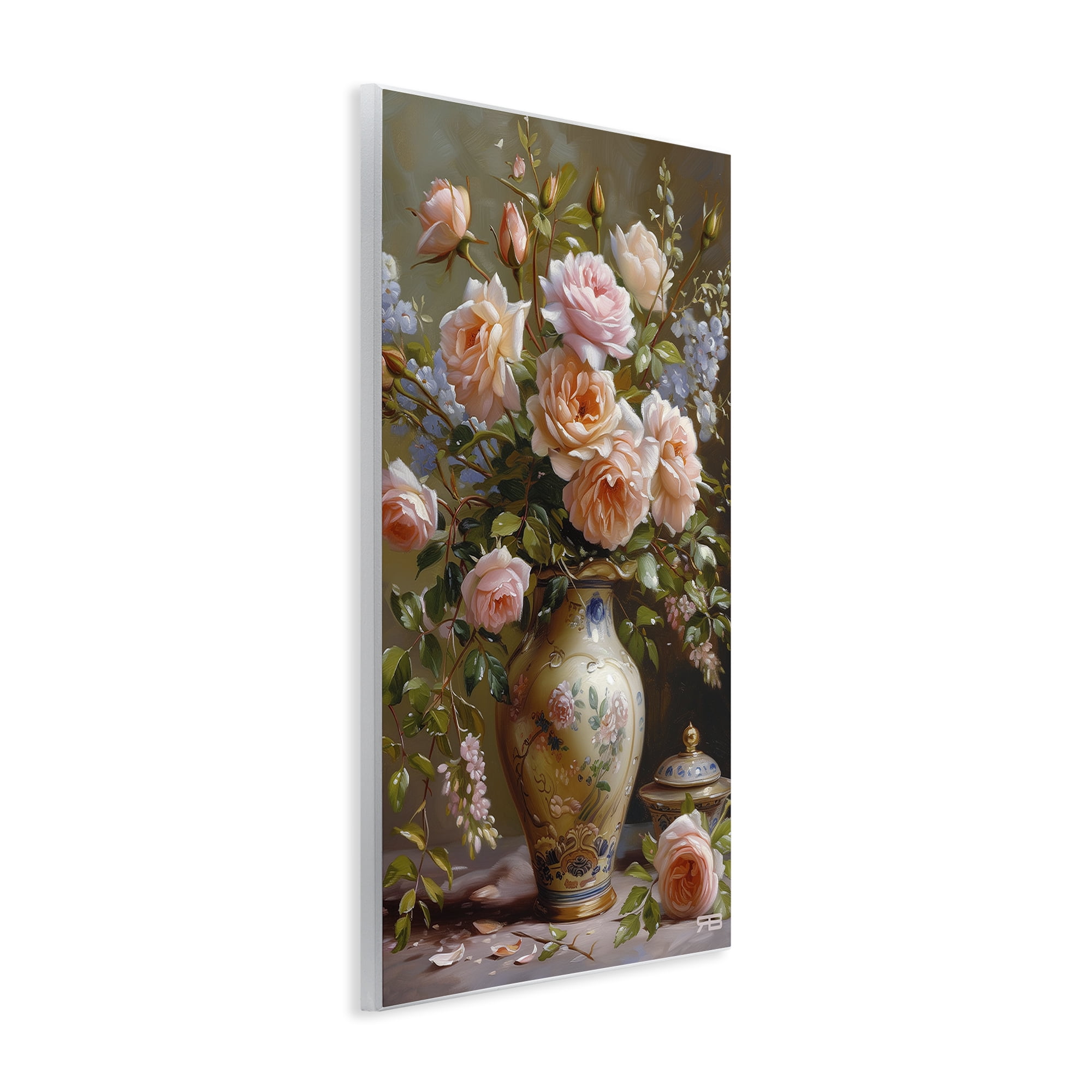 Stupell Industries Roses in Traditional Vase Botanical & Floral Painting Unframed Art Print Wall Art, 13 x 19