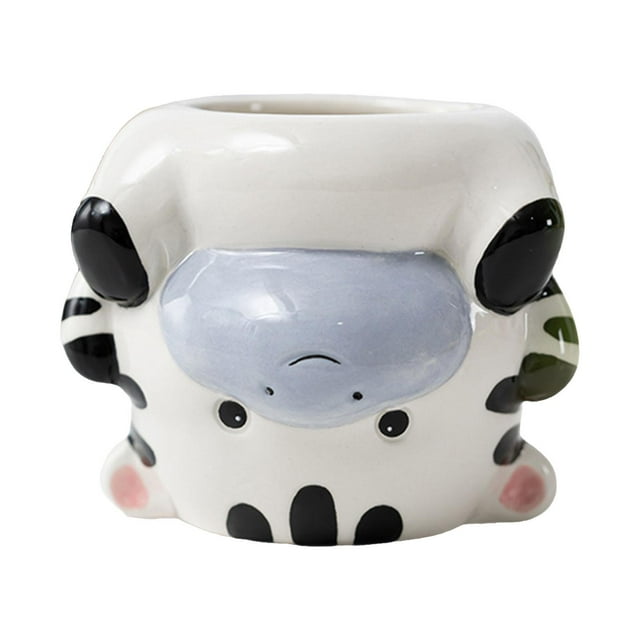DOLITY Animal Planter Flower Vase Balcony Home Table Centerpiece Pottery Plant Pot Zebra 10x9x8.3cm