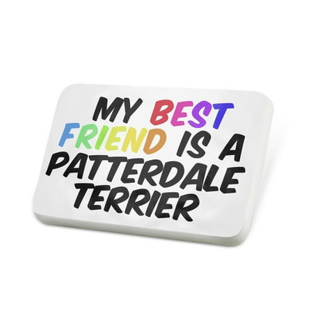 Porcelein Pin My best Friend a Patterdale Terrier Dog from England Lapel Badge – (Best Food For Patterdale Terriers)