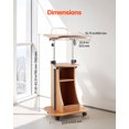 thumbnail image 5 of VEVOR Podium Stand, 43-Inch Wooden Lectern, Portable Laptop Desk with Lockable Wheels, Wide Reading Surface and Open Storage Area, Adjustable Height and Angle, for Speeches,Lectures,or Presentations, 5 of 9