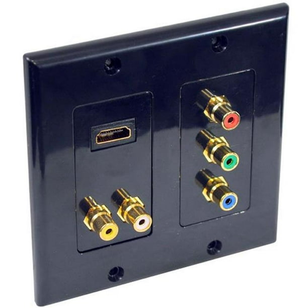 PHDK1 Dual HDMI 2 RCA 3 RCA Wall Plate with Back Pigtail Plug Easy