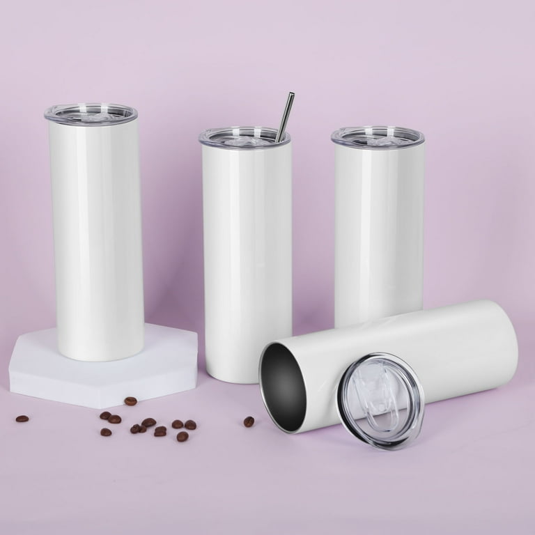 8 Pack 20 oz Skinny Straight Tumbler Bulk, Stainless Steel Double Wall  Insulated Tumblers with Lids and Straws, 20 oz Slim Travel Cup for Drinks  ...