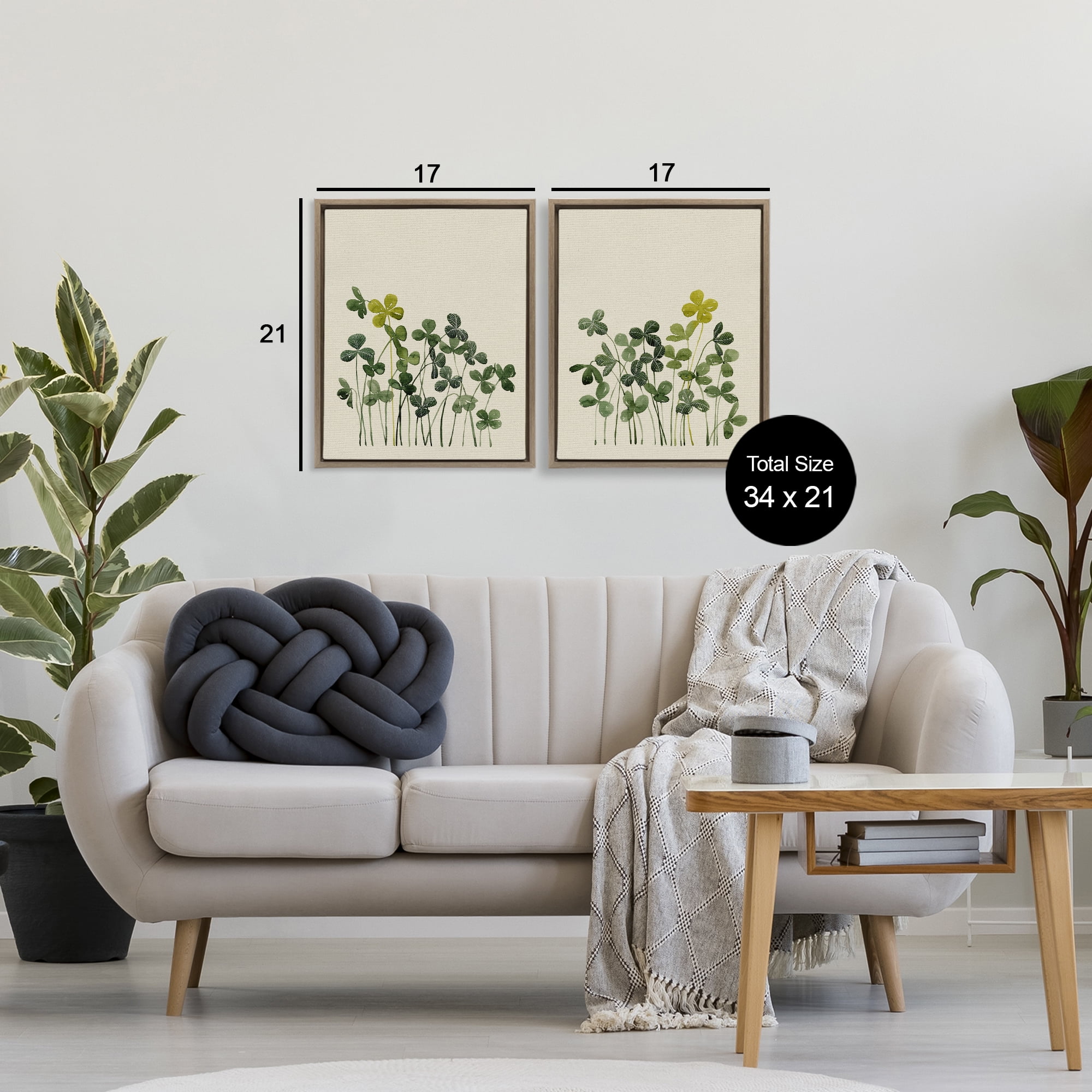 Minimal Hidden Gems 2 Piece Brown Framed Floater Canvas Set, design by Grace Popp
