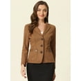 thumbnail image 4 of DARING DIVA Women's Faux Suede Lapel Collar Button Down Blazer L Light Brown, 4 of 6