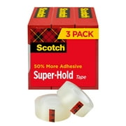Scotch Super Hold Tape, Clear, 3/4 in x 800 in per Roll, 3 Rolls