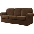 thumbnail image 1 of Set of 7 Stretch Check Spandex Jacquard Sofa Covers (Large, Espresso), 1 of 6