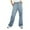 Blue, variant on Delliss Casual Denim Pants for Women Trendy Solid Color Baggy Drawstring Straight Wide Leg Jeans