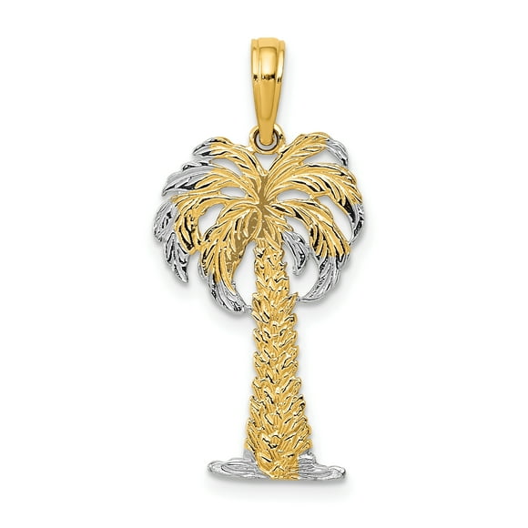 Pendentif Breloque Collier Palmier en Or Jaune 14k Bord de Mer