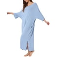 thumbnail image 4 of Camisones de noche para mujeres INSPIRE CHIC, con mangas 3/4, vestido de pijama, 2XL, azul claro, 4 of 6
