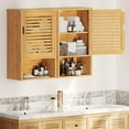 thumbnail image 3 of Bathroom Wall Cabinet, Wooden Medicine Cabinet with Single Door and Adjustable Inner Shelf, Bamboo Storage Cabinet Wall Mounted, Over The Toilet Hanging Cupboard, 15.7’’Lx7.8’’Wx23.6’’H, 3 of 10