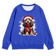 thumbnail image 2 of Girls Sweatshirt Childrens Christmas Tree Graphic Pocket Crew Neck Pullover Hoodless Top Blue 3-4 Years, 2 of 4