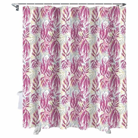 Shower Curtain Pink Seagrass Shower Curtains for Bathroom Bathtub, Waterproof Fabric Shower Curtain Set with Hooks, Extra Long 72" x 78" Ocean Coral Marine Life