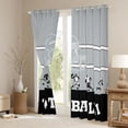 thumbnail image 3 of Feelyou Cartoon Rugby Athlete Black Out Curtains, Grey Black Stripe Line Curtains Pack of 2 (42x63 Each), Est Sleep Sports Soccer Bedroom Curtains, Blackout Curtains Room Decor, 3 of 6