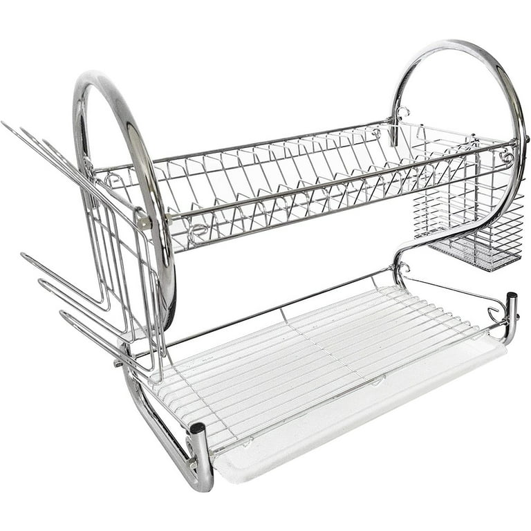 Mighty Rock Bowl Rack Dish Rack 2 Tier Dish Rack with Cup Holder