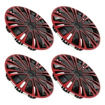 Unique Bargains 4Pcs R16/16 Inch Universal Wheel Rim Hub Cover Wheel Hub Caps Red Black Plastic