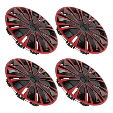 Unique Bargains 4Pcs R16/16 Inch Universal Wheel Rim Hub Cover Wheel Hub Caps Red Black Plastic