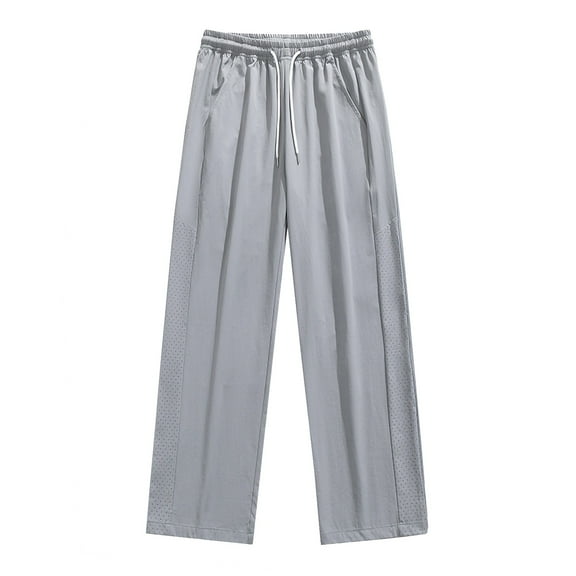 Admvng Mens Sweatpants Summer Ice Silk Pants Thin Solid Casual Pants, Size M-4XL