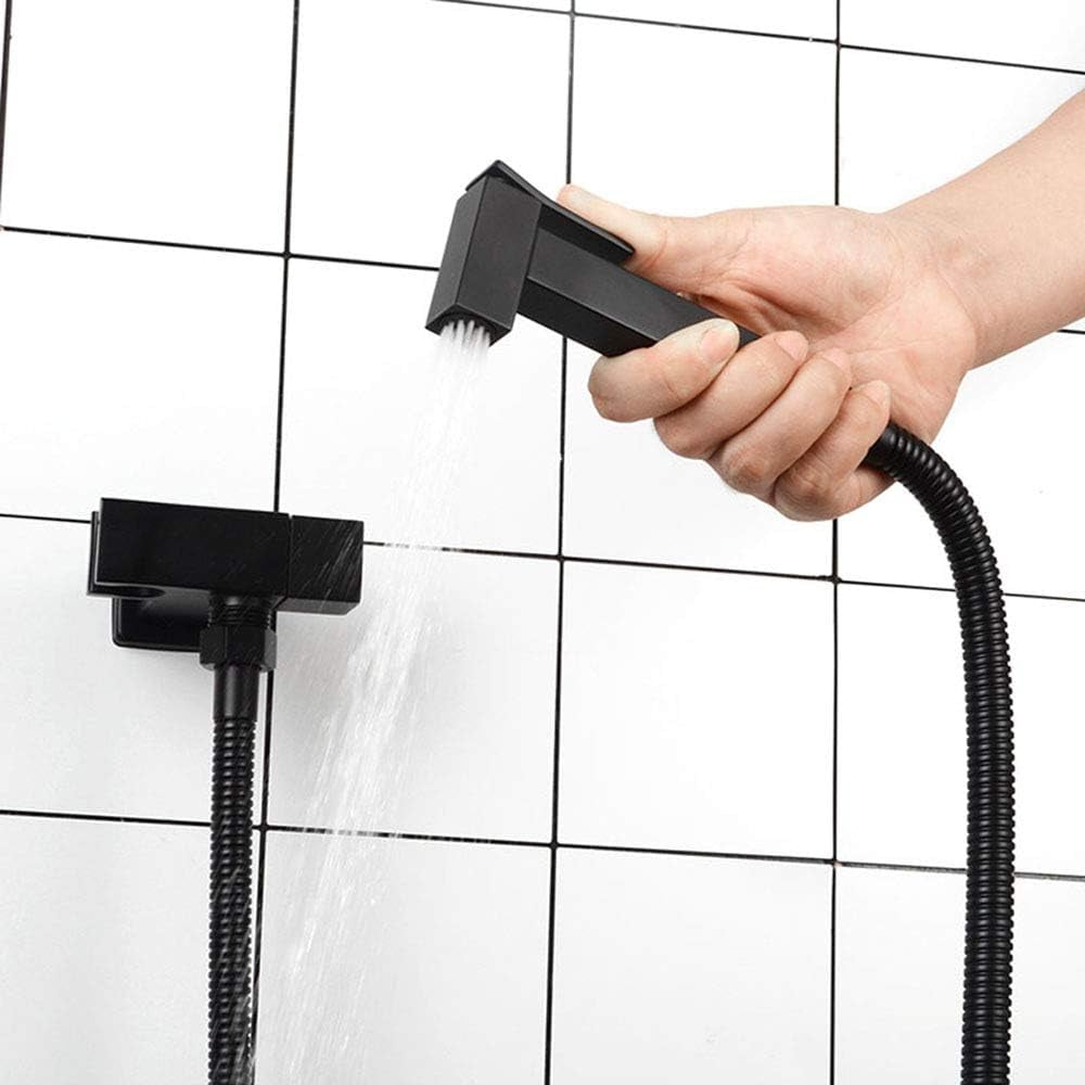 Black Bidet Sprayer for Toilet Brass Cloth Diaper Washer Set Wall Mounted Single Handle Hand Held Bidet Spray Kit with Cold Water, Anti Leaking Hose for for Toilets,PVC Hose