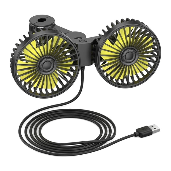 Car Fans for Backseat Portable Fan for Car Back Seat,Car Seat Fan Dual-Head USB Car Fan, Rear Seat Cooling Fan for Car SUV Truck, 12V/USB High Velocity Fan