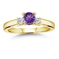 thumbnail image 4 of Gem Stone King 18K Yellow Gold Plated Silver Purple Amethyst and White Topaz 3-Stone Engagement Ring for Women (0.65 Cttw, Gemstone February Birthstone, Size 5), 4 of 4
