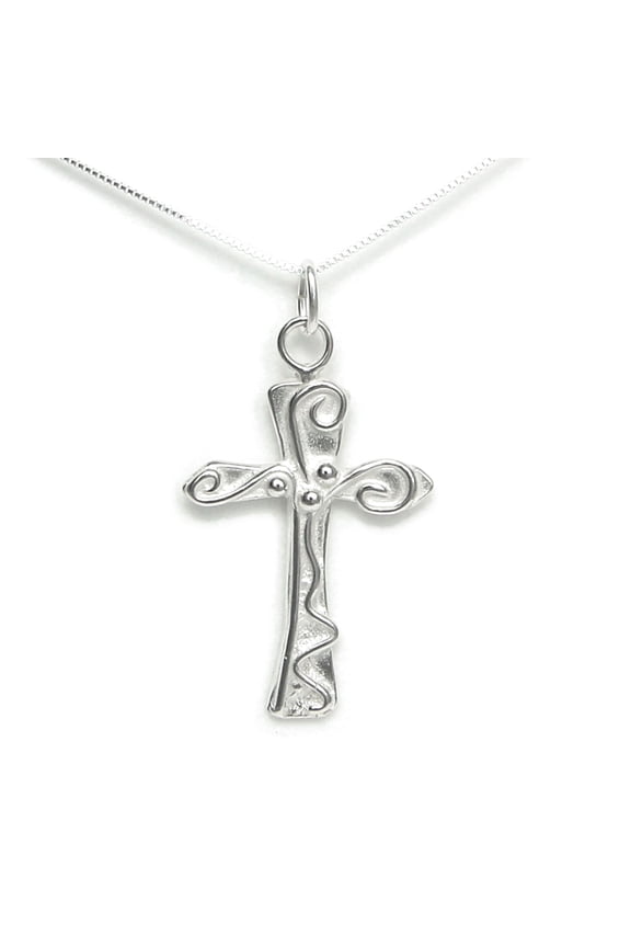 Walk to Emmaus Cross Sterling Silver - Spiritual Journey Luke 24 Story Card - Handcrafted in USA (20" Chain Length)