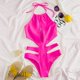 thumbnail image 3 of Gibobby Traje de baño sexy de una pieza Traje de baño Monokini de talle con control de barriga para mujer con corte cruzado en la parte delantera(Rosa,XL), 3 of 5