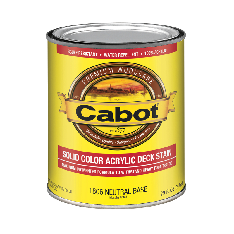 Cabot Solid Tintable Neutral Base Oil-Based Acrylic Deck Stain 1 qt.