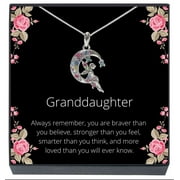 SheridanStar Granddaughter Multicolor Moon Fairy Pendant Necklace for Girls, Teens on Jewelry Gift Message Card (Braver)