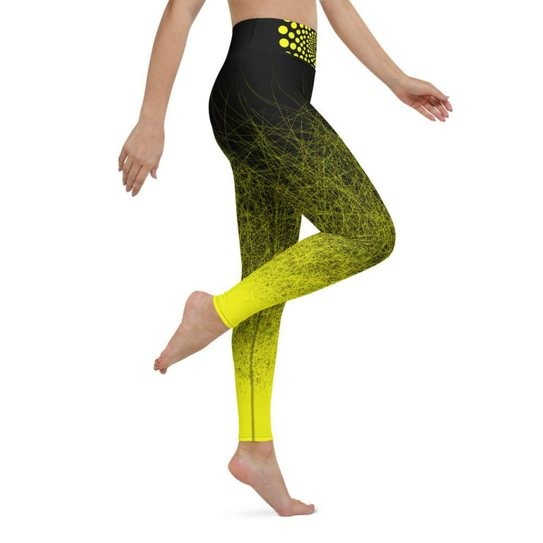 Black & Yellow Workout Leggings for Women Butt Lift Yoga Pants for Women  High Waisted Leggings for Women