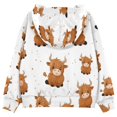 thumbnail image 2 of Kids' Hooded Pullover Sweatshirt Casual Tops Long Sleeve Print Hoodies Pocket Cute Yaks Cow Pattern, 2 of 9