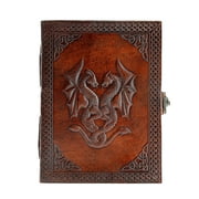 Handmade Leather Double Dragon Journal/Writing Notebook Diary/Bound Daily Notepad for Men & Women Unlined Paper Medium, Writing pad Gift for Artist, Sketch (7 X 5, Brown)
