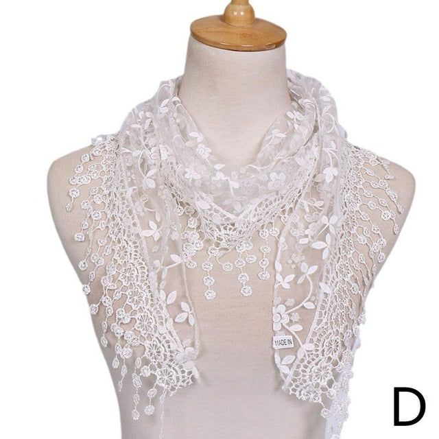 Plain Floral Lace Scarf Shawl Muslim Hijab Women Headscarf Triangle Hollow R5T4