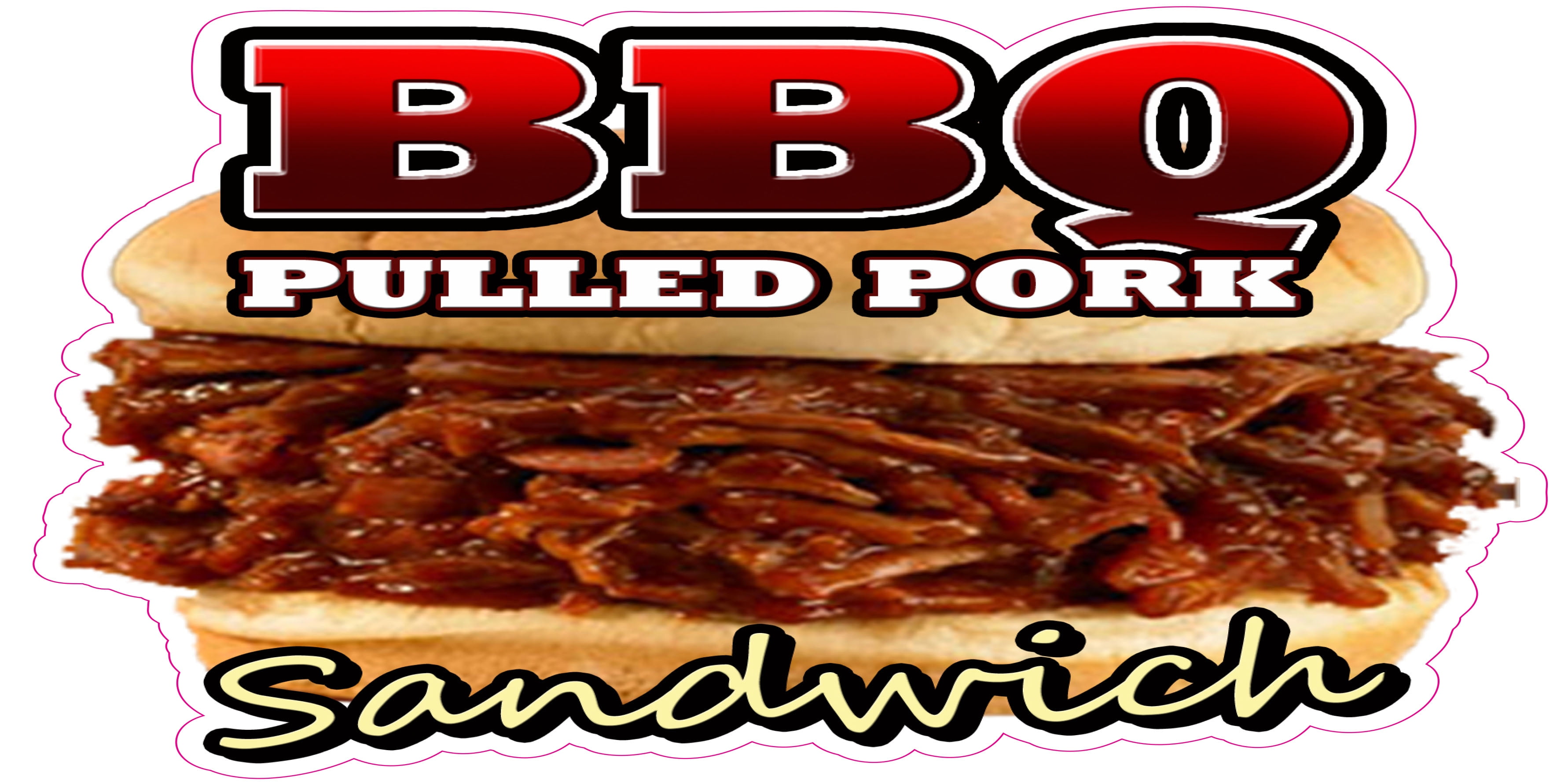 Pulled Pork Sandwich Decal 14" BBQ Barbeque Restaurant Concession Food Truck 