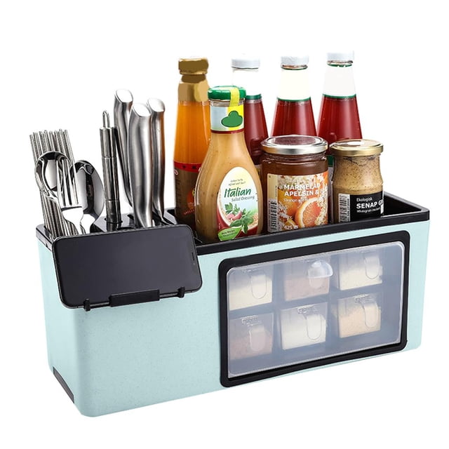 Yuarrent Estante de almacenamiento multifuncional Caja de drenaje montada en la pared duradera de gran capacidad que ahorra espacio Organizadores de utensilios de cocina No.2 Yuarrent HA024378-02