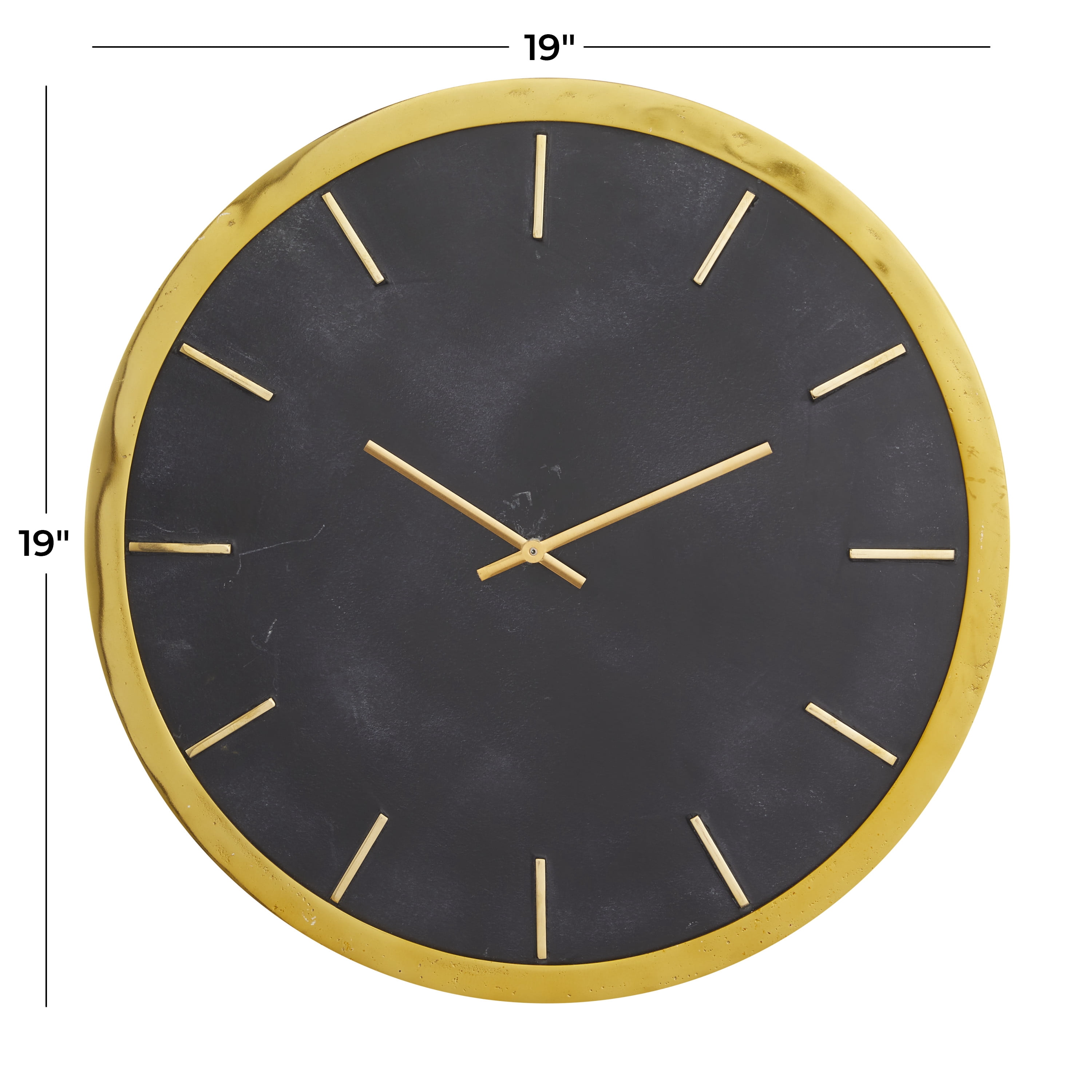 CosmoLiving by Cosmopolitan 19" Black Marble Round Wall Clock with Black Face