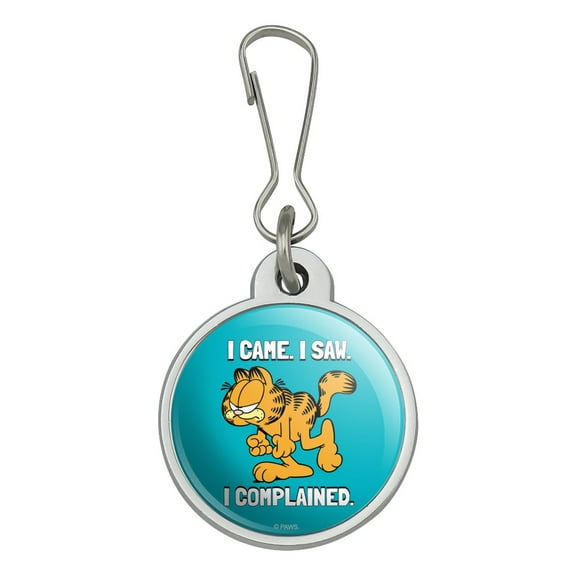 Garfield I Came. I Saw. I Complained. Jacket Handbag Purse Luggage Backpack Zipper Pull Charm
