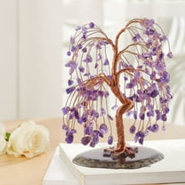 OEFNTAC Crystal Fortune Tree 15.75x2.56in Willow Handmade Craft Desktop Ornament Wealth Office Home Decor Modern Polished Auspicious Gift Moderate Size Unique Visual