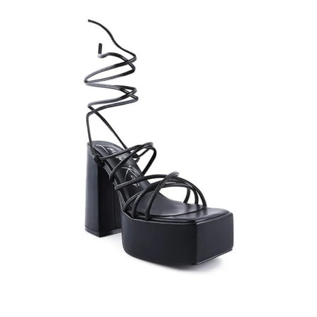 

ANVIL METALLIC BLOCK HEELED LACE UP SANDAL
