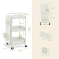 thumbnail image 2 of Gymax 3-Tier Utility Storage Cart Metal Rolling Trolley w/ DIY Pegboard Baskets White, 2 of 10