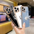 thumbnail image 6 of Designed for iPhone 13 Pro Max Case with Ring Holder Luxury Plating Butterfly Hidden Stand Cover Soft TPU Full Camera Protective Phone Case for Women Girls-Blue, 6 of 12