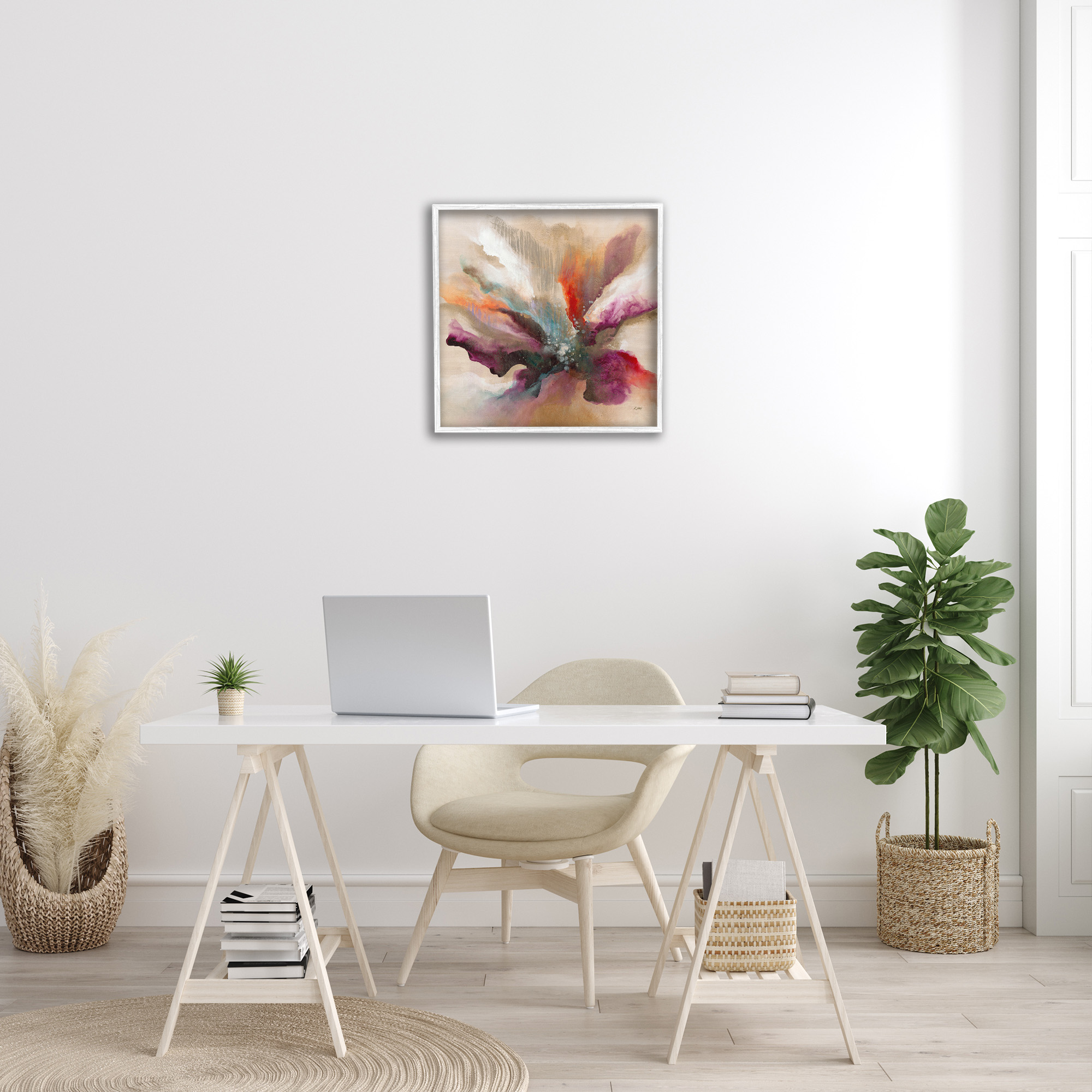 Stupell Industries Modern Botanical Leaves Botanical & Floral Painting White Framed Art Print Wall Art, 24 x 24