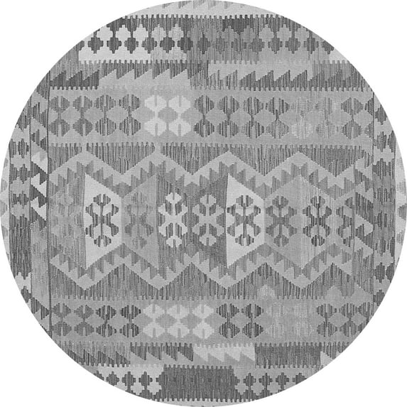 Ahgly Company Indoor Round Abstract Gray Contemporary Area Rugs, 3' Round