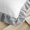 thumbnail image 3 of Grace Linen Dual Tone Ruffle Pillow Shams Standard Size Set of 2, 20X26 -Smooth Soft & Breathable - Decorative Pillowcases 20X26 - (White-Silver Grey), 3 of 7